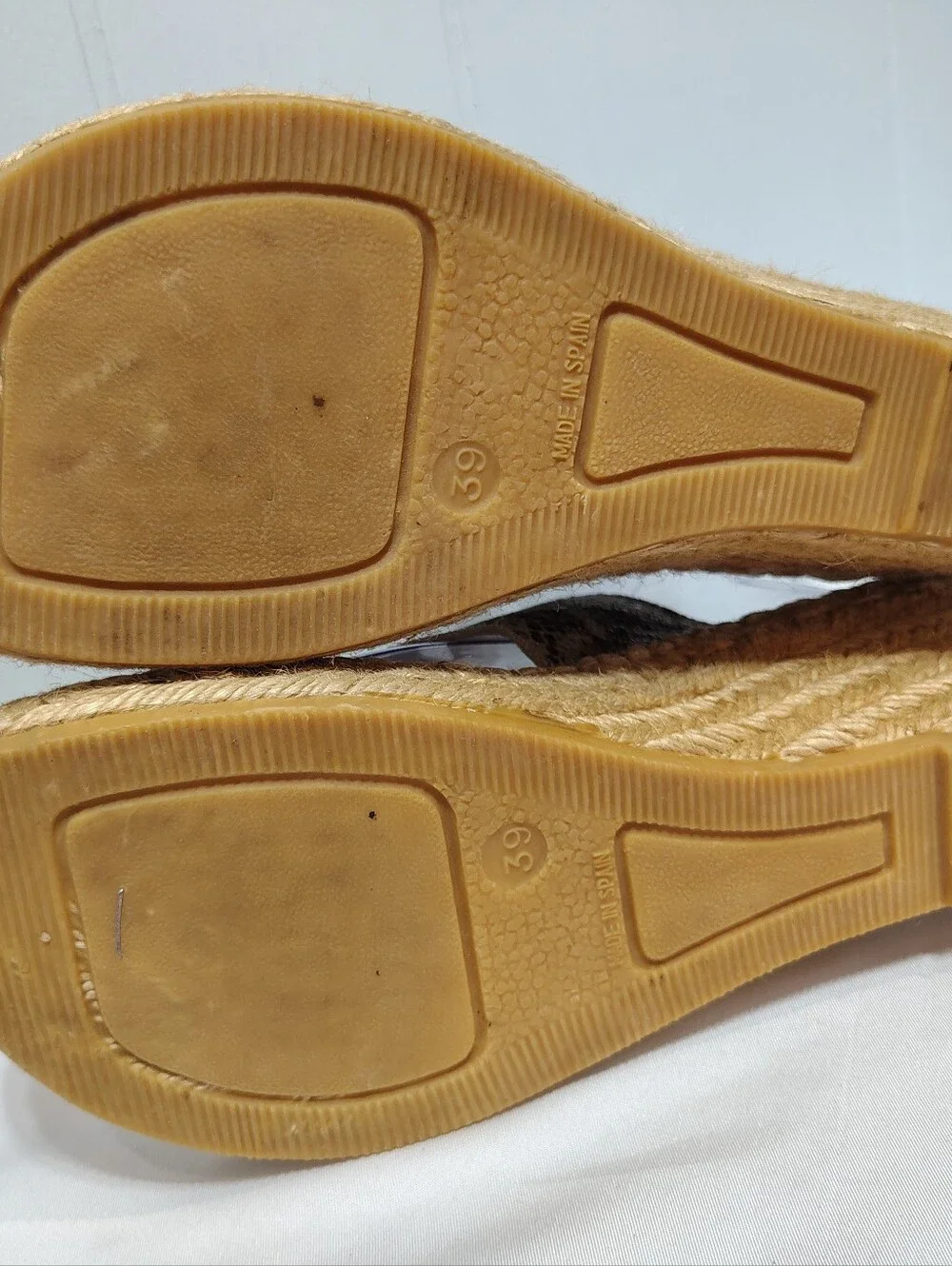 Andre Assous Metallic Snakeskin Jute Espadrille Wedge Sandals Spain Womens 39 8